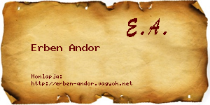Erben Andor névjegykártya